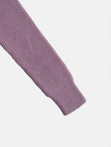 Women's Ribbed Knit Long Sleeve Dress, Polo Collar Half-Zip Design, Waist And Hip Flattering, Soft Comfortable Elegant, Autumn/Winter Style - Lilac Purple - View 7