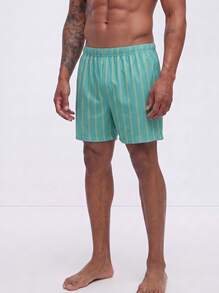 4pcs/Set Men's Striped & Printed Airy Shorts, Lightweight Breathable Casual Lounge Pajama Shorts, Elastic Waist, Multi-Color Combination Set, Summer - Multicolor - View 2