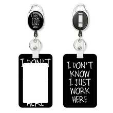 1Pc Funny Sarcastic Quote Retractable Badge Reel With ID Card Holder, Black Cat & Slogan Work Badge Clip Set For Office Workers Employee - Rectangle - View 10