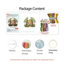 4 Styles Pastoral Cottage Floral Embroidery Full Material Kit With Round Embroidery Hoop, Countryside Landscape House And Flower 3D Embroidery, Beginner DIY Handmade Gift, Home Wall Decor Hanging Painting - Multicolor - View 16