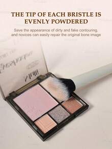 1pc Dual-Ended Makeup Brush, Multi-Functional Makeup Brush Suitable For Foundation, Concealer, Highlighter, Blush, Etc. Holiday Makeup Brush.,Giveaways - Beige - View 8