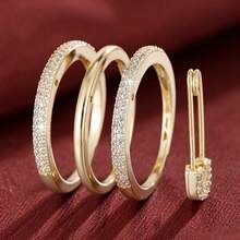 Multi-Layer Ring + Brooch Design With Sparkling Zirconia Stones, Choose Preferred Color To Match Daily Outfits And Party Accessories - Silver - View 13