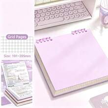 B5 Detachable Ring Binder Notebook, For Recording Errors And Notes, 120 Pages Grid Line Notebook, Spiral Bound, Suitable For Notes, Diary, Work, Study Or Presentation, Portable Daily Planner - Multicolor - View 7