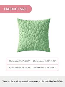 HONEYMOON 1件彈性刺繡枕套（不含填充物），3D花卉紋理時尚浪漫裝飾抱枕套，適用於臥室/宿舍/沙發/長凳，淺綠色 - 淡綠 - 查看 4