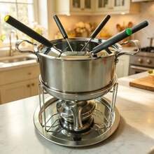 1pc Chocolate Melting Pot, Ice Cream Cheese Fondue Pot, Mini Hot Pot, Deep Fryer, Milk Pot, Stainless Steel Tableware, Home Style, Easy To Use Cheese Pot - View 3