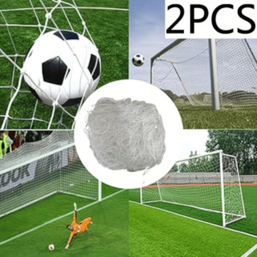 Soccer Goal Replacement Net - Shock-Resistant Foldable Portable Soccer Net With Reinforced Edges And Sturdy Frame Design, Includes Goal Posts - Durable For Training And Match Use, Suitable For Clubs And Professional Teams - Easy To Store And Transport (2pcs/Pack) - White - View 1