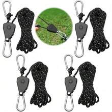 Ratchet Pulley Tent Guy Line With Metal Hook, 4mm Thickened Reflective Polyester Rope, Adjustable Tightening Canopy Awning Fixing Rope Buckle, Outdoor Camping Windproof Reinforcement Accessory, Wear-Resistant Anti-Stretch Tent Tightening Rope - Multicolor - View 1