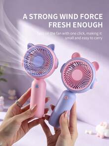 AOYI 1pc AA Battery Operated Portable Handheld Mini Fan With Base And 1 Speed Setting For Outdoor, Simple Style - Gradient - View 12