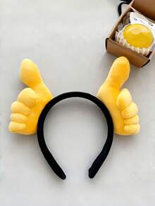 1pc Funny Thumb Victory Heart Gesture Plush Fabric Headband, Humorous Hair Accessory For Face Washing, Masking And Makeup - Multicolor - View 12