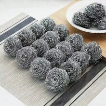 Stainless Steel Wire Scrubbing Balls [20pcs] Kitchen Dishwashing Pot Cleaning Supplies - 20Pcs - View 3