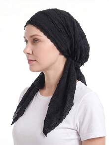 Pre‑Tied Crinkle Lace Head Wrap For Women, Soft Breathable Turban Scarf, Stylish Lightweight Head Cover For Daily Use - Color - View 8