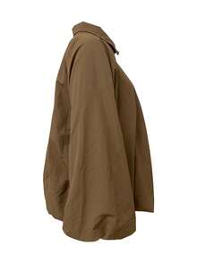Solid Color Minimalist Loose Fit Stand Collar Zipper Thin Softshell Jacket With Lazy Raglan Puff Sleeves Ruched Silhouette Sun Protection - Khaki - View 5