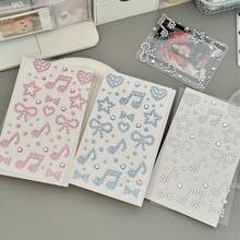 [Back To School]4pcs/3pcs/2pcs/1PC 3 Colors 2 Styles Solid Color Rhinestone Stickers, Including Heart, Bow, Musical Note And Other Geometric Patterns, Suitable For Students' Decoration Cards, Gifts, Notebooks, Diaries, And Can Also Be Used As Gifts - Multicolor - View 8
