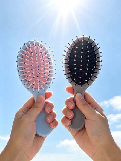 2/1pc Mini Pocket Hair Brush, Portable Travel Air Cushion Comb For Women Girls, Christmas Home Decor, Autumn Decor Home, Back To School Things, Back To School, Halloween Decorations, Small Detangling Paddle Comb For Daily Hair Styling