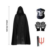 Adult Halloween Grim Reaper Costume Set, Black Hooded Cloak, Party Masquerade Role Play Decoration Props Set - Multicolor - View 17