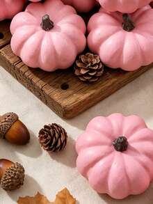 120 pièces Plantes de citrouille artificielles roses, décoration de fête d'automne de Thanksgiving, plantes artificielles en plastique, citrouilles artificielles en plastique, convient pour la décoration de la maison, de la chambre, de la cuisine, du centre de table de mariage, de la cheminée, décoration de fête de récolte d'Halloween, artisanat DIY, accessoires de photographie - rose clair - Voir 6
