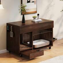 Cat Tree With Cat Mat, Cat Furniture, Pet Cabinet With Rattan Drawer, Pet Sideboard/TV Stand, No Cat Box, White, 120x50x65 - Single Door, 100*45,5*67 cm - View 6