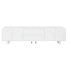 TV Stand, Modern Low TV Cabinet With Rounded Edges, Living Room TV Table, Cabinet With Doors And Drawers, Minimalist Design, Sideboard With Storage - White - View 11