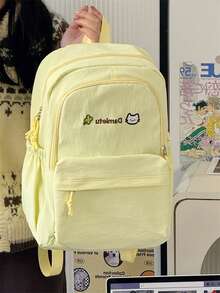 1 Stück neuer attraktiver Rucksack im japanischen Urbane‑Stil für junge Mädchen, leichte Schultasche, geeignet für Mittel‑ und Oberstufenschülerinnen, Alltagsrucksack ganzjährig nutzbar - Gelb + Butterbär - Übersicht 3