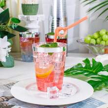 10/20PCS Silver Rim Transparent Cups, 200ml/6.7oz Hard Party Cups, Premium Glassware, Reusable For Cocktails, Champagne, Beer, Martini, Desserts - Silver - View 2