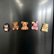 5/8/12pcs Cute Animal Refrigerator Magnets, Resin Penguin Bear Dog Rabbit Cat Refrigerator Stickers, Personalized Refrigerator Stickers, Kitchen Decoration, Home Decoration, Holiday Gifts For Friends, Party Gifts - Multi-color - View 5