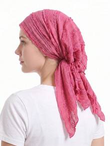 Pre‑Tied Crinkle Lace Head Wrap For Women, Soft Breathable Turban Scarf, Stylish Lightweight Head Cover For Daily Use - Color - View 29