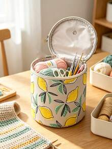 Printed Yarn Storage Tote Bag, Large Capacity Crochet Knitting Tool Storage Bag, Multi-Functional Sewing Supplies Organizer, Suitable For Home Sewing And Handicrafts, Keep Accessories Neat And Organized - Multicolor - View 1