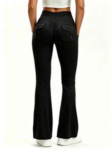 3PCS  Womens Fashion Casual Minimalist Butt-Lifting Peach Shaping Elegant Streetwear Retro Slimming Cute Youthful Campus Classic Leg-Lengthening Set - 3Pcs Black - 查看 7