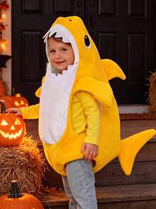 XUMPLO Baby Boys Cute Yellow & White Colorblock Shark Costume, Halloween Outfit, Autumn/Winter - Yellow - View 3