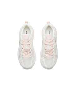XTEP Women's Lightweight Versatile Breathable Mesh Retro Dad Sneakers Casual Sports Shoes - White/Pink - View 3