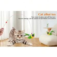 1pc/2pcs Cat Doll - Realistic Chirping Bird, Self-Entertainment To Relieve Boredom, Interactive Cat Doll, Hanging Squeaky Plush Bird Doll With Artificial Feathers, Kitten Chirping Bird Doll, Feather Color And Length May Vary - Multicolor - View 8