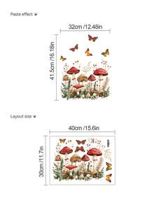 3 Styles Nursery Wall Decals, Forest Mushroom, Wildflower Meadow And Pink Rose By Window Stickers, Home Decor, Boys And Girls Bedroom Wall Art - Multicolor - View 11