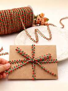 5 Yard Red & Green Lace Trim Christmas Decorative Ribbon, Gift Wrapping Ribbon, Suitable For Christmas Tree Decoration, Wreaths, Garlands, Handmade Crafts - Multicolor - View 6