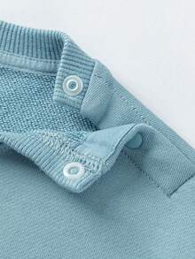 mini bala Boys & Girls Cute Print Sweatshirt, Soft Stretchy Drop‑Shoulder Top, 2026 Fall - Gray Blue - View 7