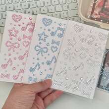[Back To School]4pcs/3pcs/2pcs/1PC 3 Colors 2 Styles Solid Color Rhinestone Stickers, Including Heart, Bow, Musical Note And Other Geometric Patterns, Suitable For Students' Decoration Cards, Gifts, Notebooks, Diaries, And Can Also Be Used As Gifts - Multicolor - View 14
