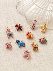 1pc Cute Animal Pendant, Exquisite Cartoon Style, 14k Gold Plated Copper Material, Suitable For DIY Creative Necklace, Bracelet, Earrings, Bag Chain, Keychain, Waterproof And Sweat-Resistant, Suitable For Daily Casual Wear - Multicolor - View 4