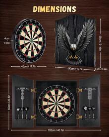 Wall Mount Sisal Bristle Dart Board Cabinet Set Built-In Scoreboard Complete Game Kit With 6 Steel-Tip Darts Indoor Entertainment For Game Room Bar Apartment - 1 - View 3