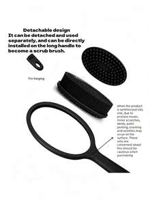 Silicone Back Scrubber For Shower - 1 /2/3/4/5/6 Pcs Short Handle Body Brush Set, Double-Sided Exfoliating And Massage, Soft Bristles, Rich Lather - Easy-To-Clean & Hang Dry Design, Unscented, No Battery Needed - Black - View 8