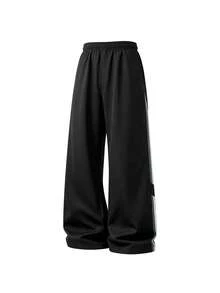 Men's Casual Loose Straight Leg Sweatpants, Spring/Summer Fashion Sports Long Pants - Black - View 3