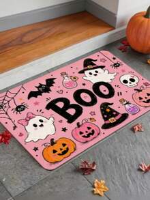 1pc Pink Cute Ghost Doormat, Halloween, Door Mat, Small Rug, Welcome Mat, Carpet, Floor Mat, Outdoor Door Mat, Kitchen Rug, Home Decor, Front Door Mat, Area Rug - Multicolor - View 1
