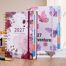 Multiple Marble Covers To Choose From 2027 Jan‑Dec Hardcover Planner, Bring 5 Plan Stickers Faux Leather Daily Weekly Monthly Agenda, Habit Tracking Journal, Portable Time Management Notebook For Students Office School Supplies - Rectangle - View 4