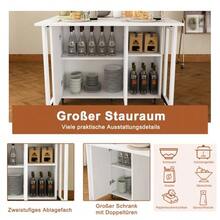 Multifunctional White Folding Dining Table With Lockable 360° Swivel Casters, Usable As A Dining Table, Sideboard And Coffee Table With Ample Storage Space (Folding Dining Table, Multifunctional Mobile Kitchen Island) - 白色 - 查看 4