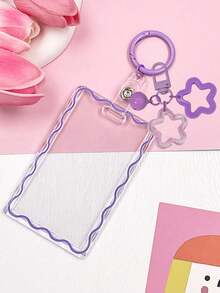 Transparent ID Card Holder With Star Bell Keychain, Durable And Fashionable, Designed For Women. Made Of Playful And Practical Plastic Structure, Essential For Campus Life, Beautiful Design, Equipped With Star Bell Buckle, Can Store ID Card, Bank Card, Bus Card And Keys, Essential ID Protection Holder For Campus Life, Essential For Students, Practical And Fashionable, Fashionable Keychain, Suitable For ID Card, Credit Card, Bus Pass And Keys, Back To School Season, Graduation Season, Teacher's Day - Multicolor - View 20