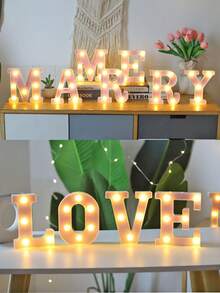 1pc 16cm/6.3in Pink Letter Light, Battery Powered LED Letter Light, Number Light Board, Suitable For Children's Room Decoration, Wedding, Birthday Party Decoration Light, Home And Room Decoration Letter Light, Christmas Halloween Decoration Letter Light - Pink - View 3