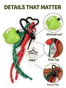 PU Apple Keychain, Bag Charm With Braided Rope Tassel, Mountain Print Acrylic Tag & Heart‑Shaped Carabiner, Cute Fruit Pendant For Backpack Purse - Multicolor - View 5
