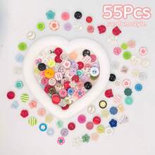 33/44/55/66/77/88/99Pcs Mixed Style Colorful Decorative Buttons Random Colors, Heart Flower Star Shape Resin Buttons, DIY Crafts Multi-Shape Sewing Buttons, Scrapbooking, Card Making, Handmade Jewelry, Clothing Decoration Accessories - Multicolor - View 13