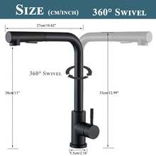 Matte Black Kitchen Mixer Taps Pull Out Spray Head Single Lever Mono Sink Faucet - Black - View 2
