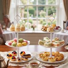 2PCS 3 Tier Cake Stand Afternoon Tea Wedding Plates Party Embossed Tableware - VJO0338-1 - View 6