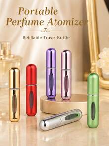 1pc Reusable Mini Perfume Spray Refill Bottle, Empty Liquid Container, Travel Essential, Multiple Colors, Back To School - View 1