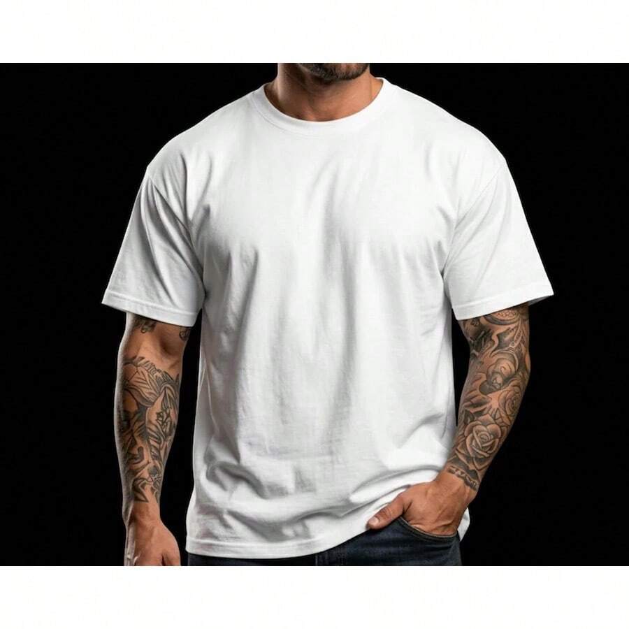Camiseta unisex de algodón grueso, 100% blanca. - Blanco - Ver 1